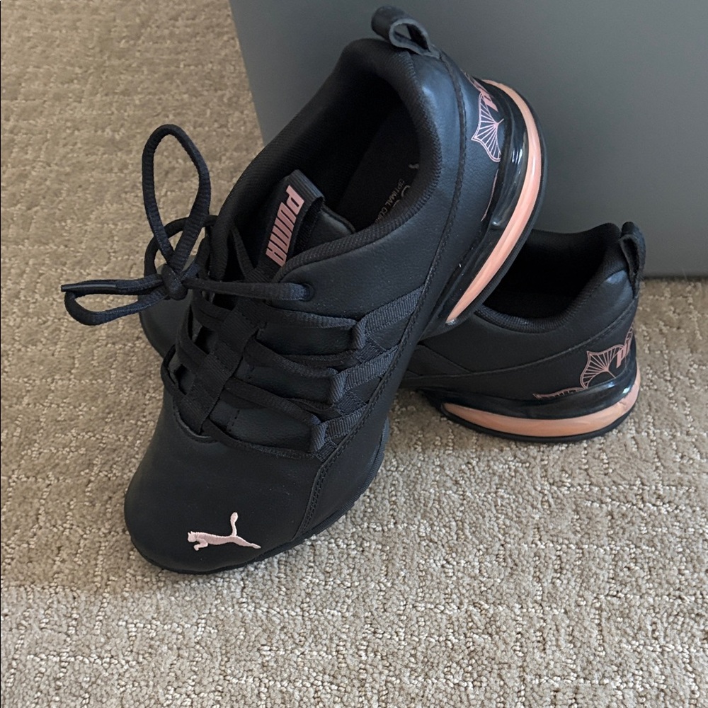 Puma Black Sneakers with Pink Highlights